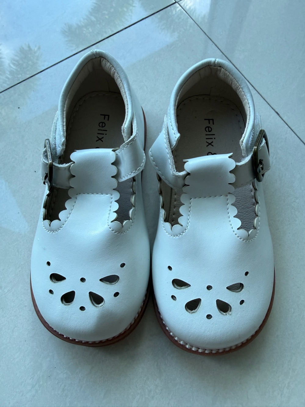 Felix Kids White Leather Mary Jane Dress Shoes